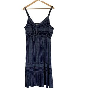 Gibson Latimer Navy and White Striped Midi Dress